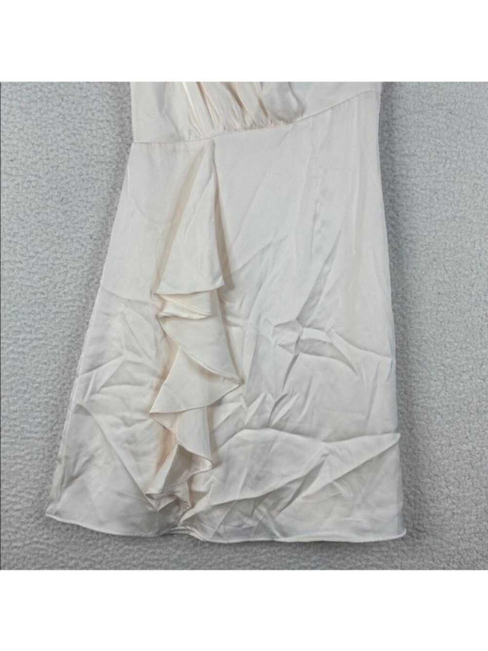 NWT DKNY Womens Cream Asymmetric Pleated Bodice Ruffle Dress Petite Size 0P - Picture 7 of 16
